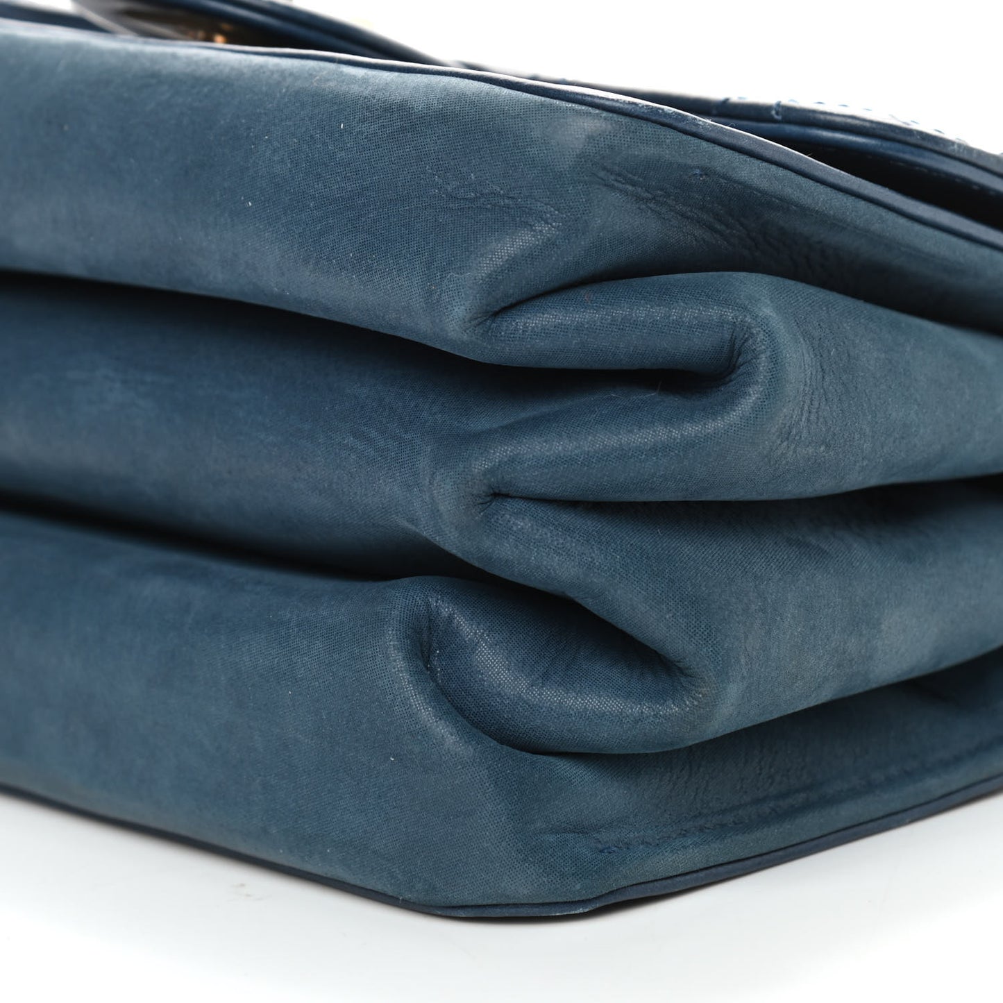Glazed Calfskin Quilted Mini Straight Lined Flap Blue