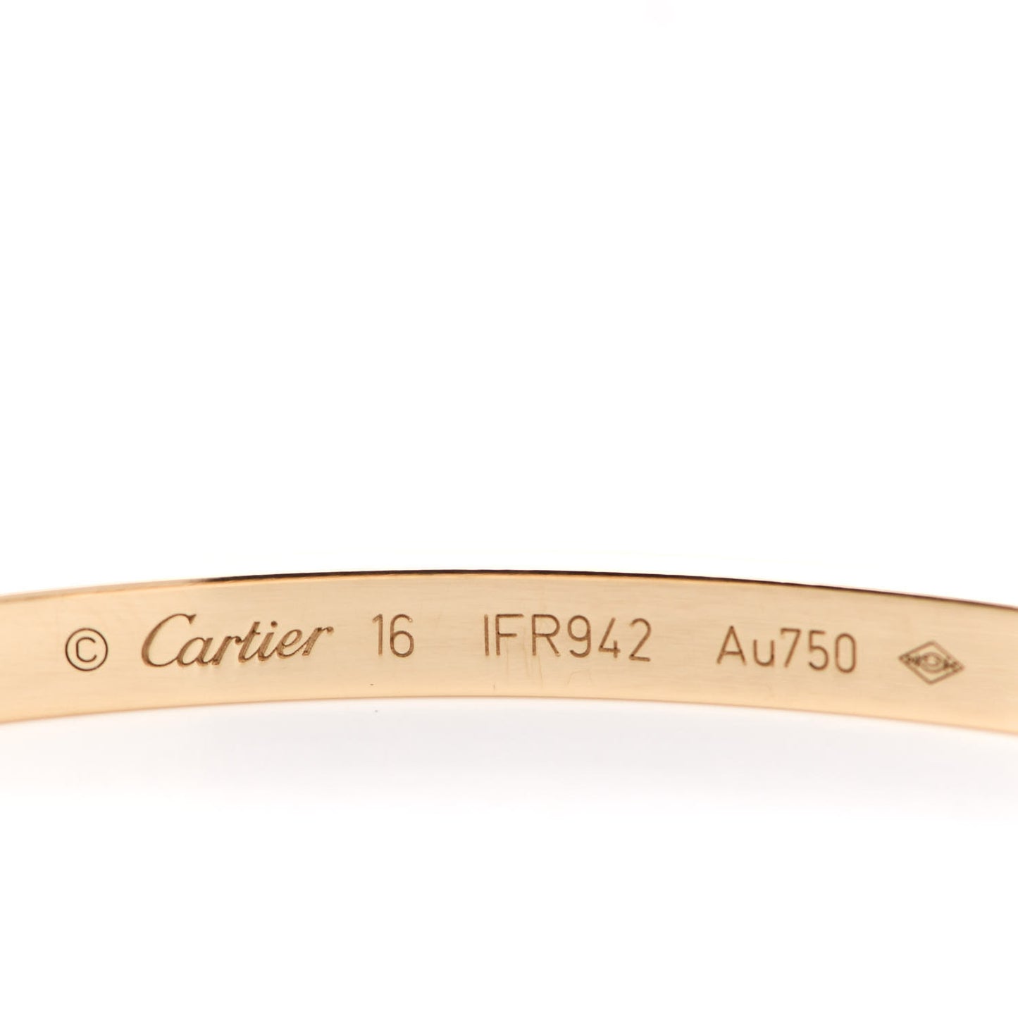 18K Yellow Gold 6 Diamond Small LOVE Bracelet 16