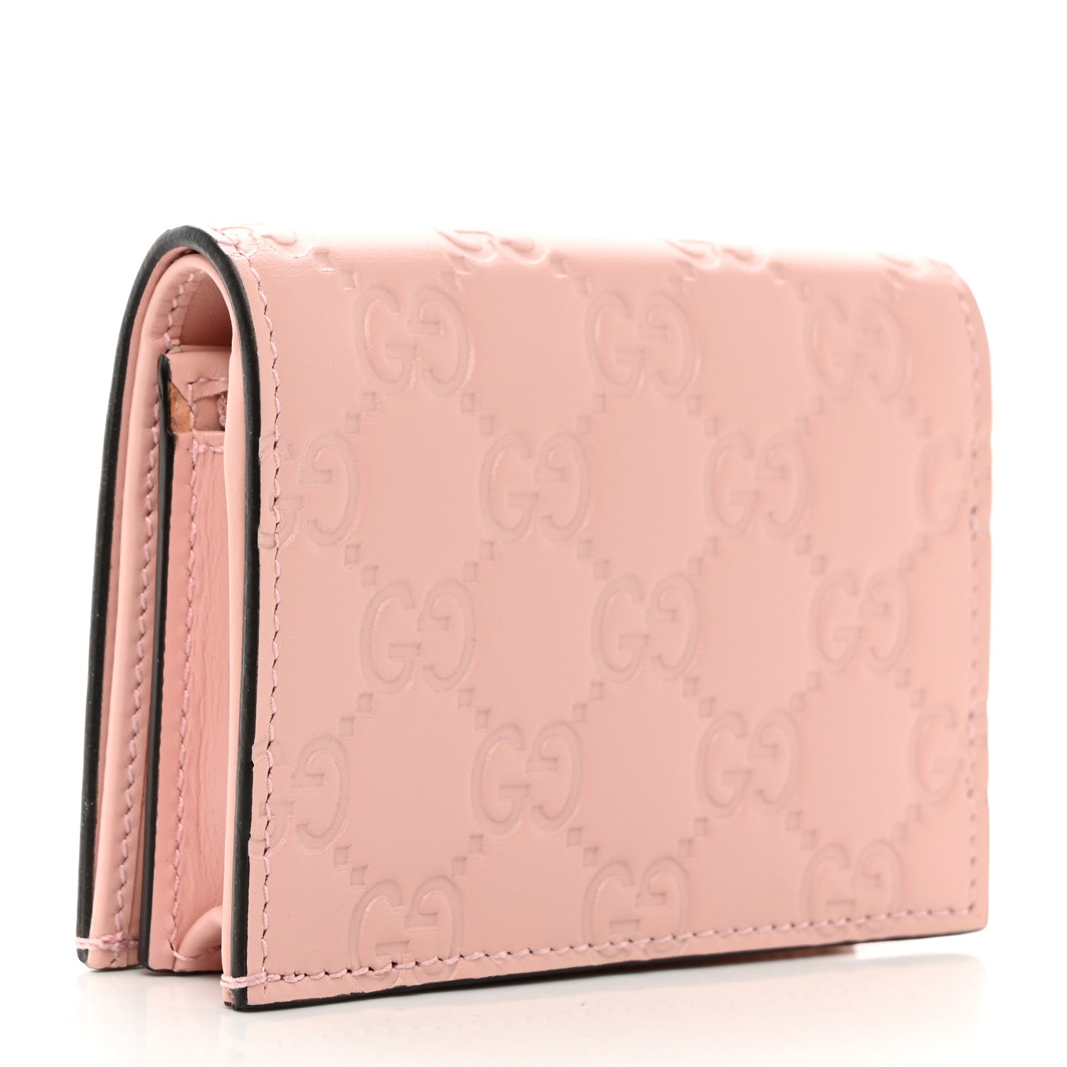 Gucci Guccissima Signature Crystal Cat Card Case Wallet Light Candy Pink 3 of 8