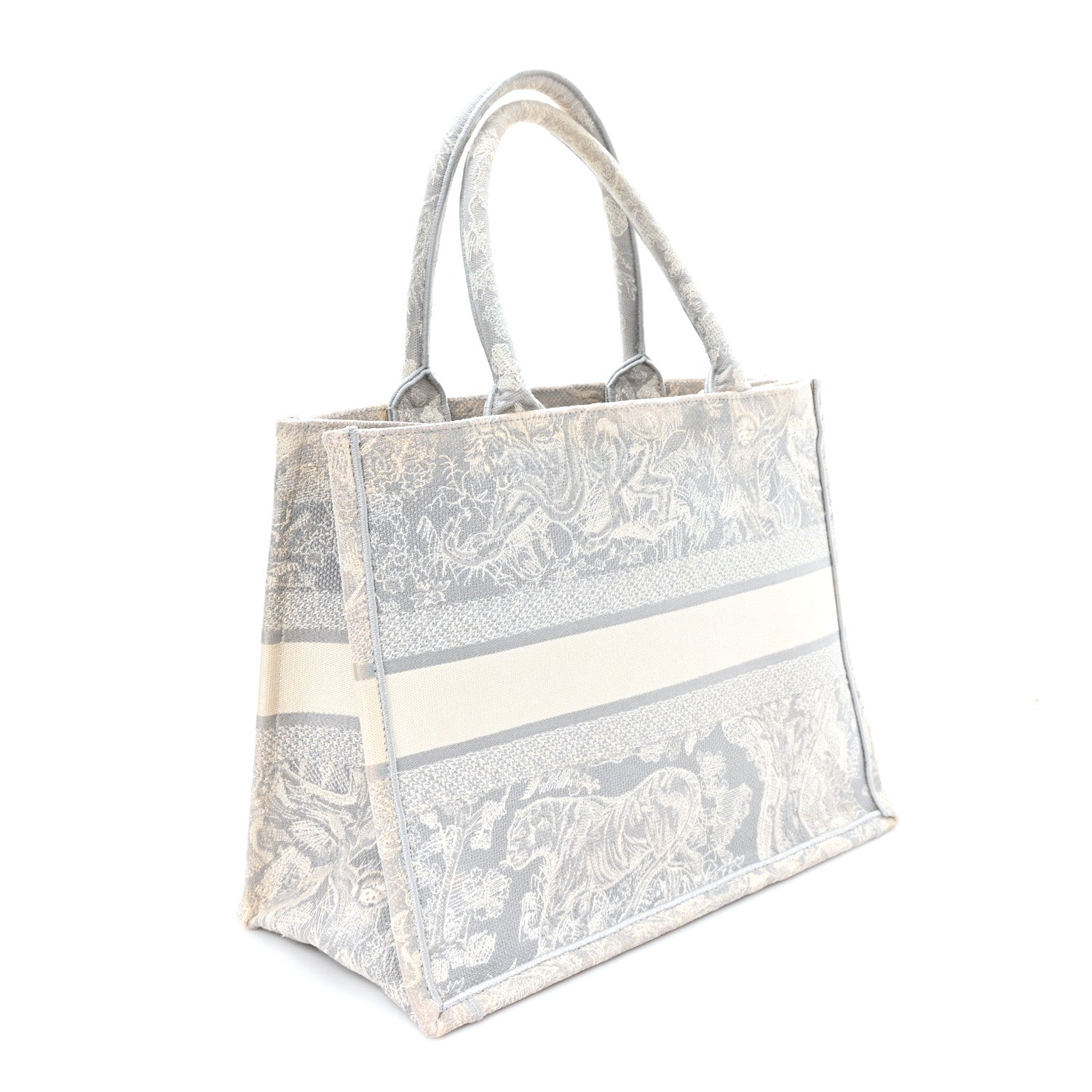 Christian Dior Canvas Embroidered Medium Dioriviera Toile De Jouy Reverse Book Tote Gray 3 of 12