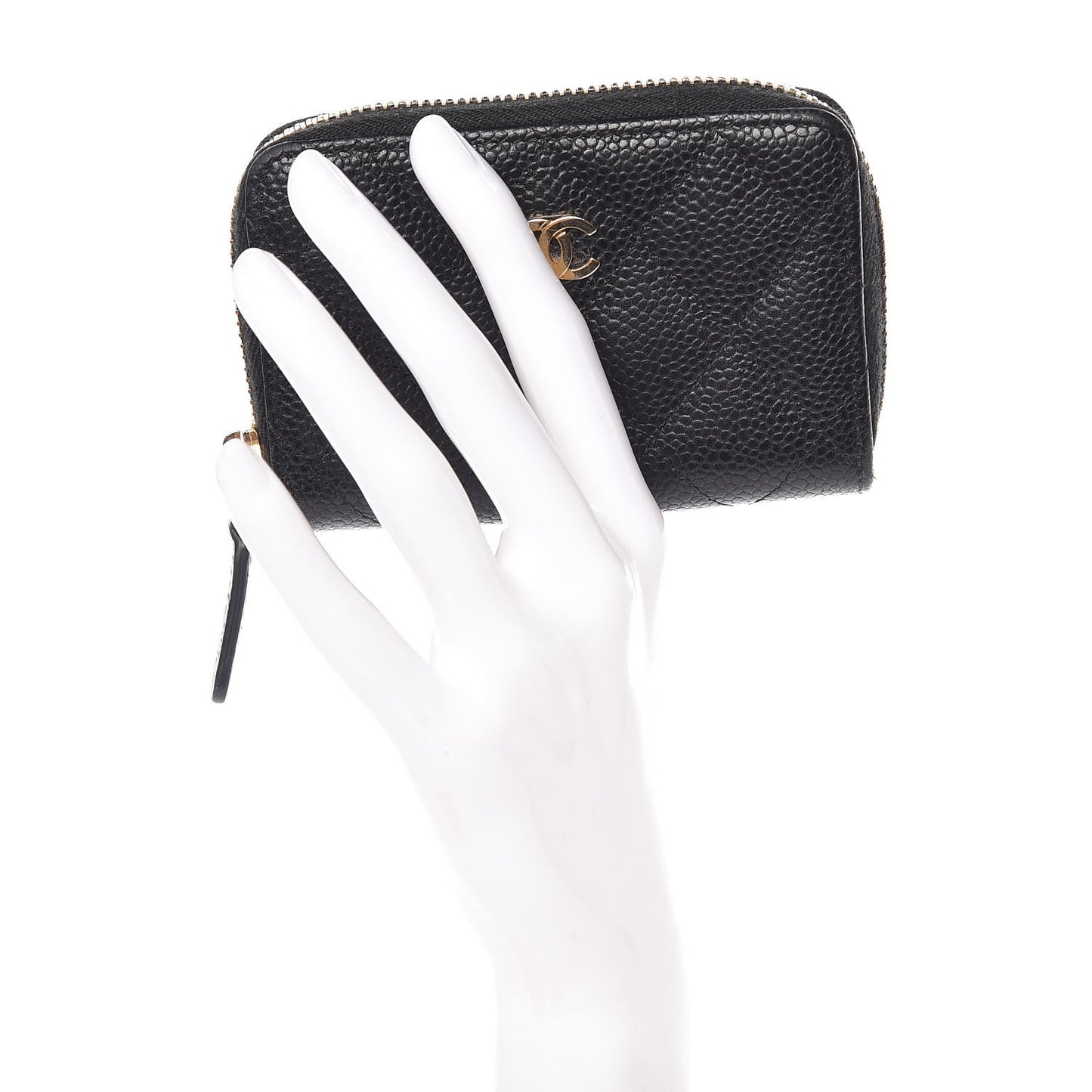 Caviar Quilted Zip Coin Purse Black