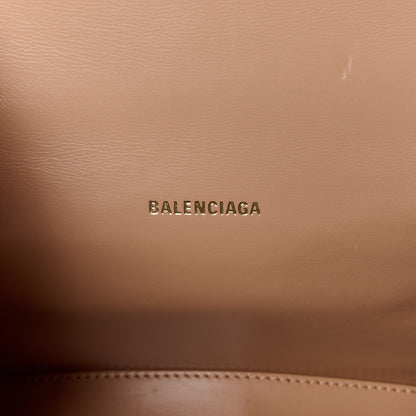 Balenciaga Shiny Calfskin Crocodile Embossed Hourglass Top Handle Bag XS Nude Beige 6 of 12