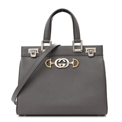 Gucci Grainy Calfskin Small Zumi Top Handle Bag Dusty Grey 1 of 12