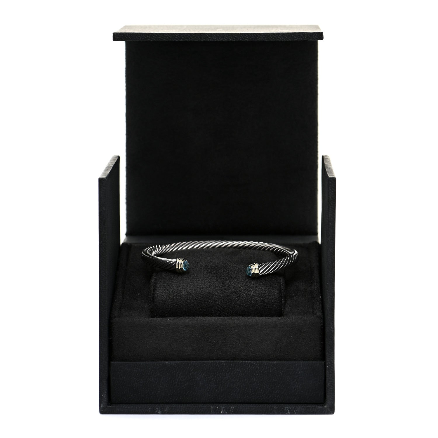 David Yurman Sterling Silver 14K Yellow Gold Blue Topaz 5mm Cable Classics Petite Color Bracelet 7 of 7