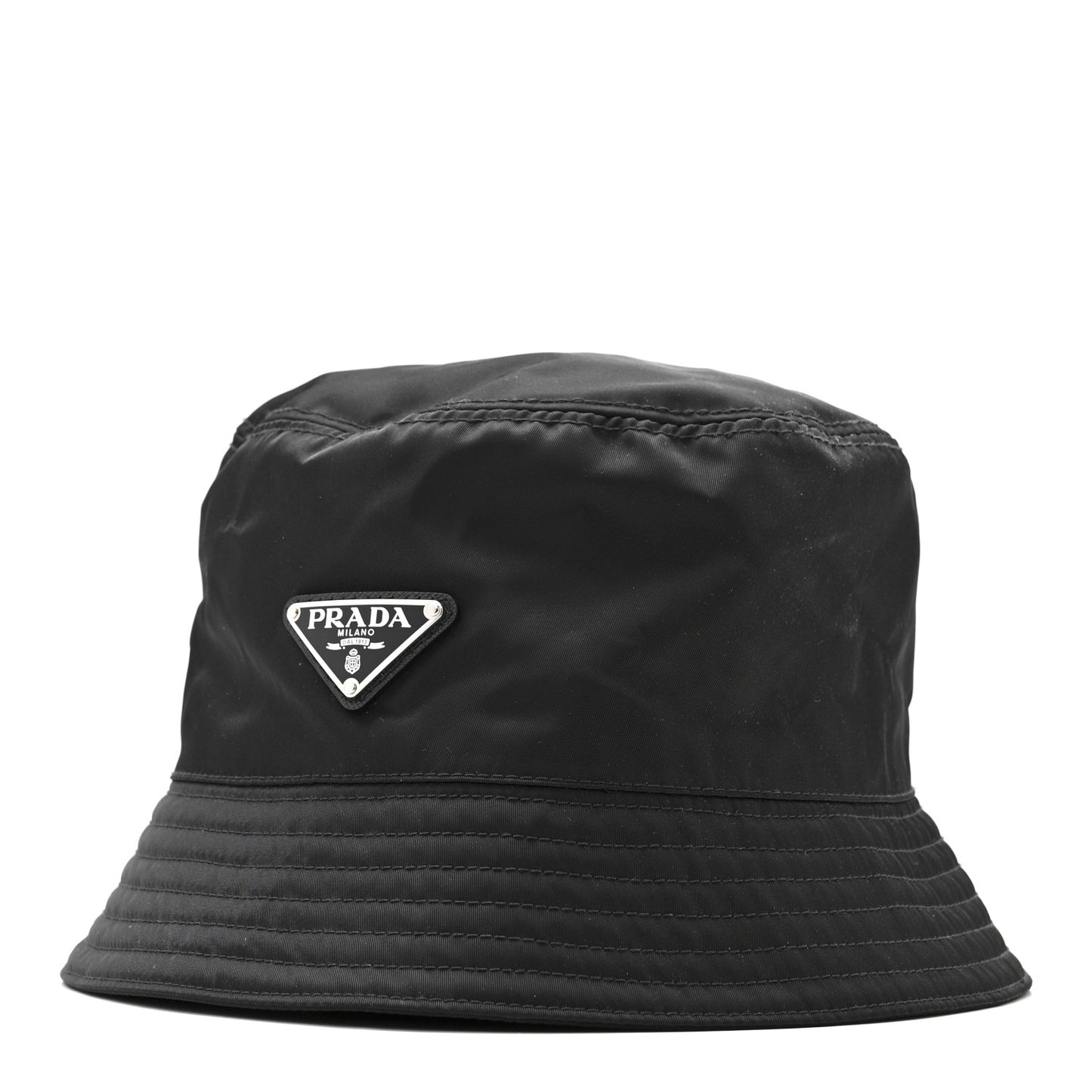 Re-Nylon Metal Triangle Logo Womens Bucket Hat XL Black