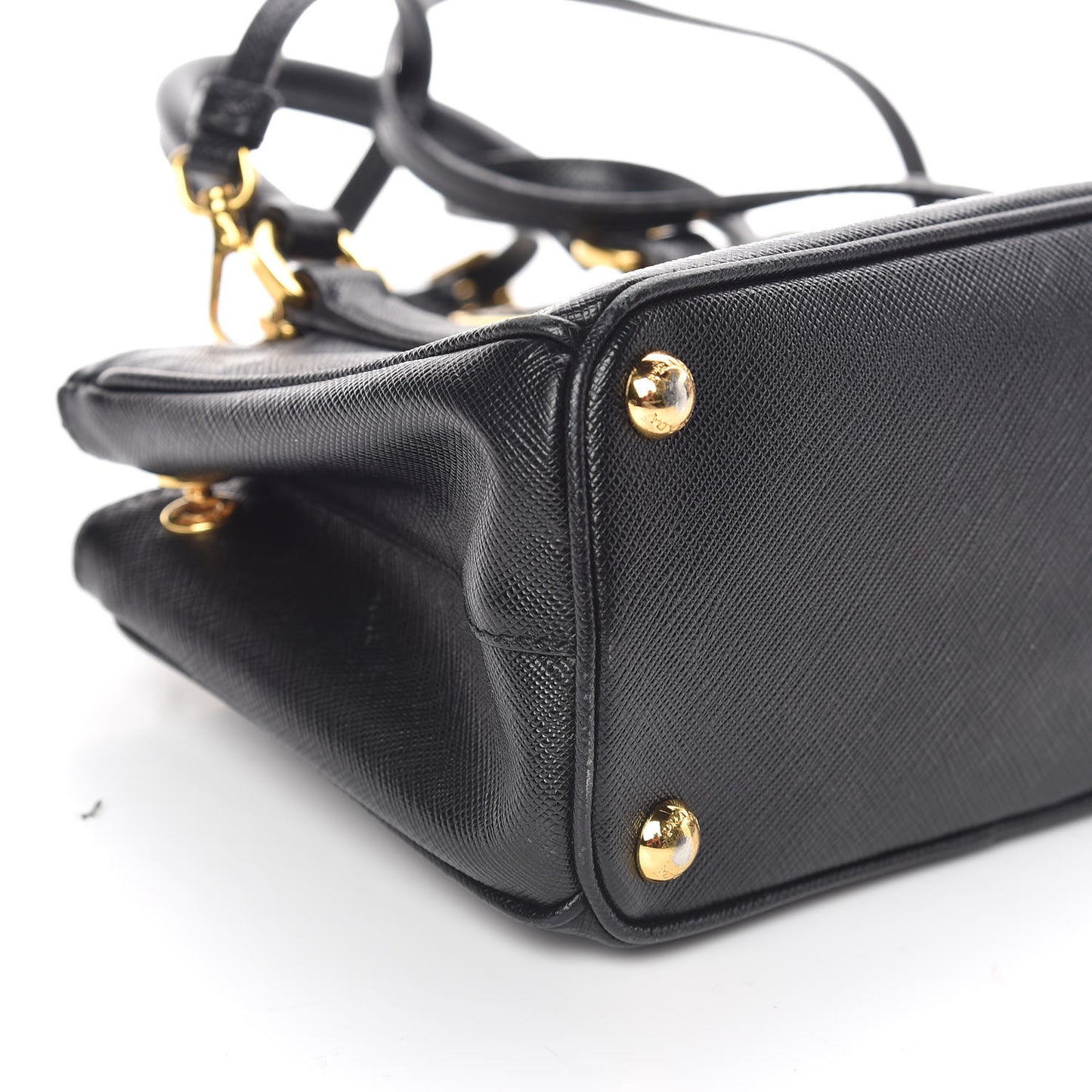 Saffiano Lux Micro Galleria Double Zip Tote Black