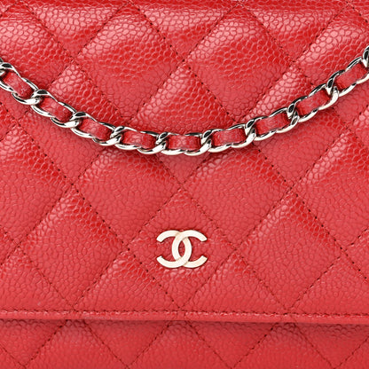 Chanel Caviar Quilted Wallet On Chain WOC Dark Red 9 of 13