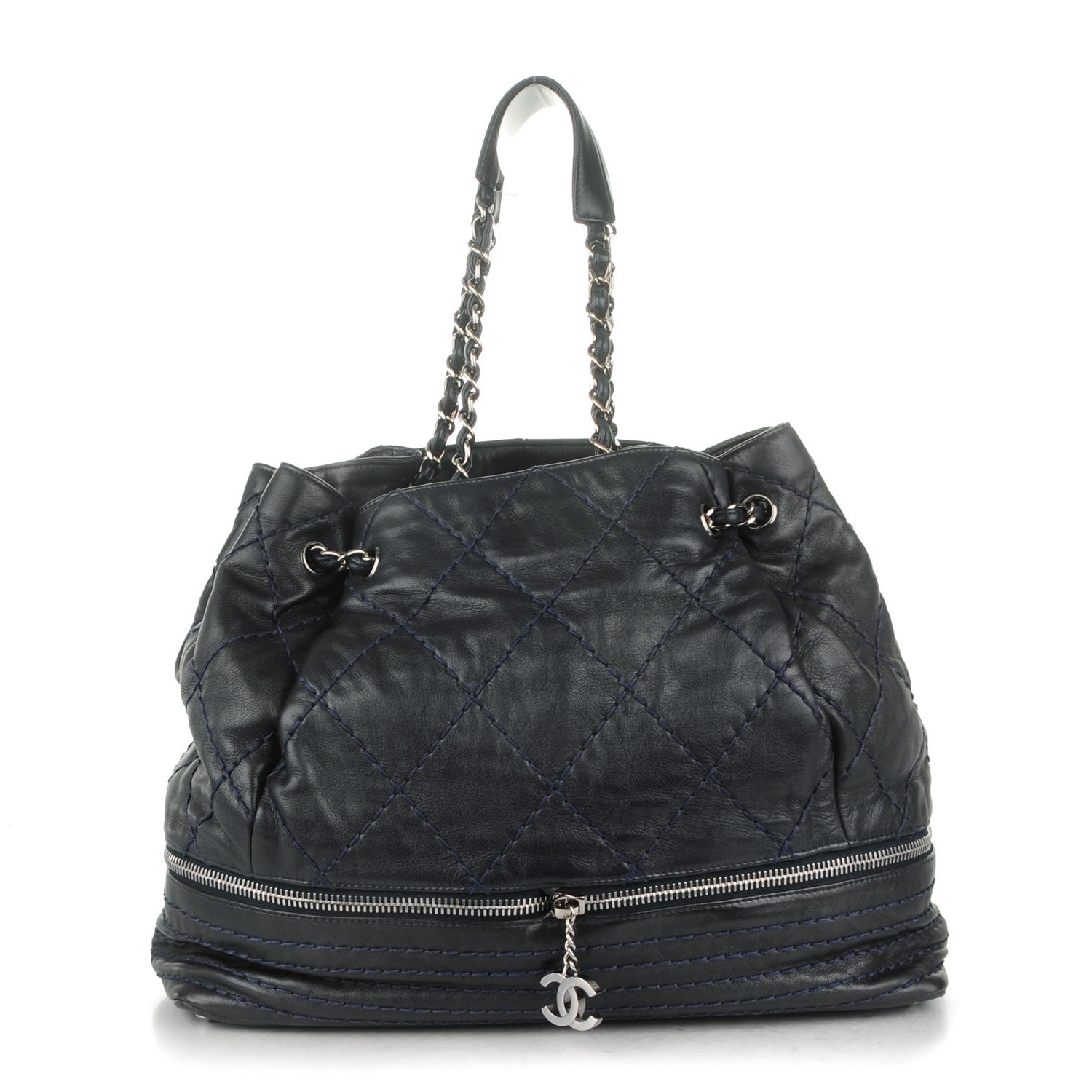 Chanel Lambskin Expandable Tote Dark Navy 1 of 9