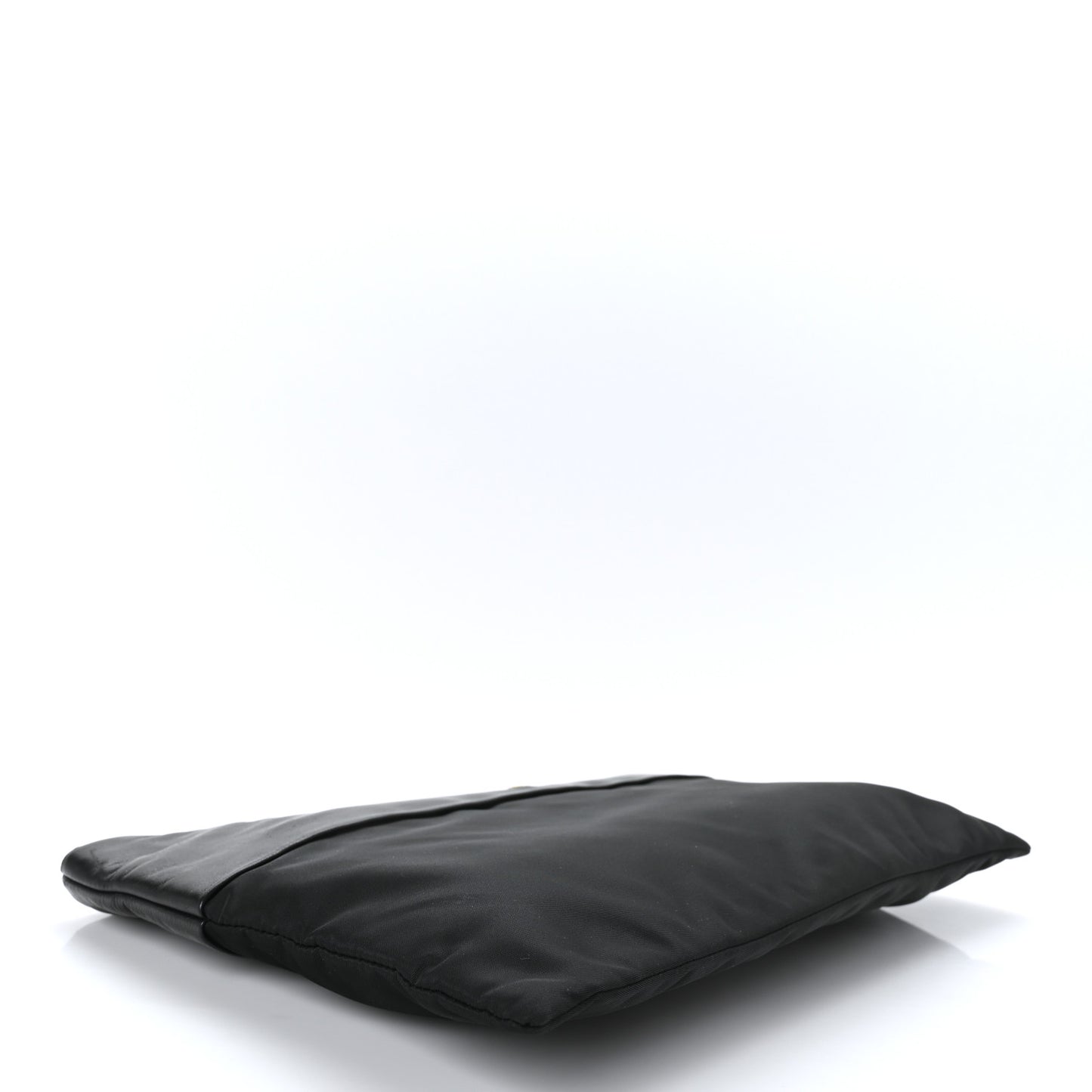 Nylon Calfskin Zip Pouch Black