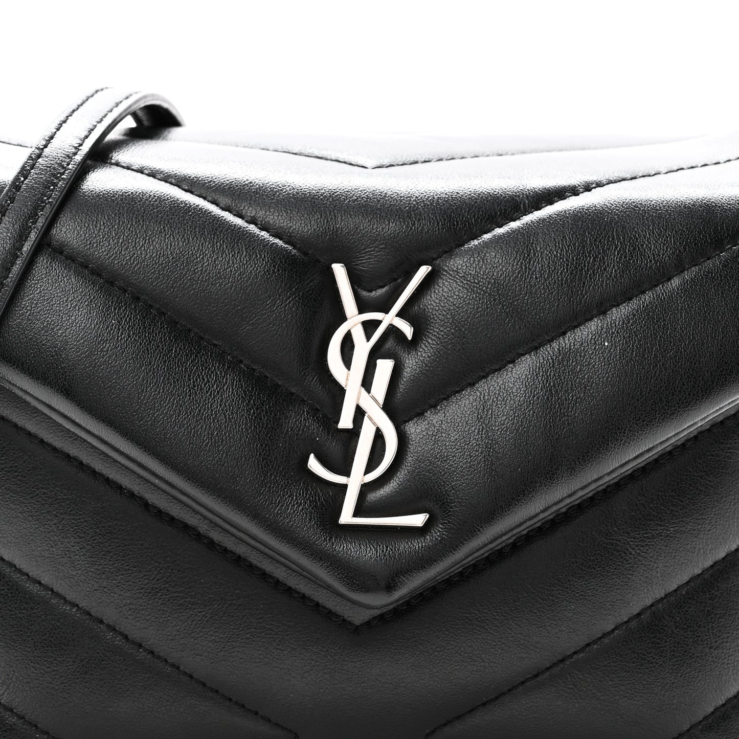 Calfskin Y Quilted Monogram Toy Loulou Crossbody Bag Black