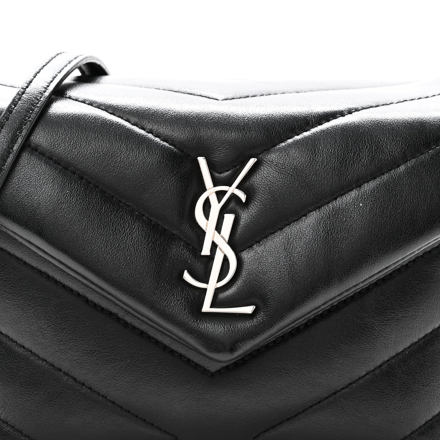 Saint Laurent Calfskin Y Quilted Monogram Toy Loulou Crossbody Bag Black 8 of 10
