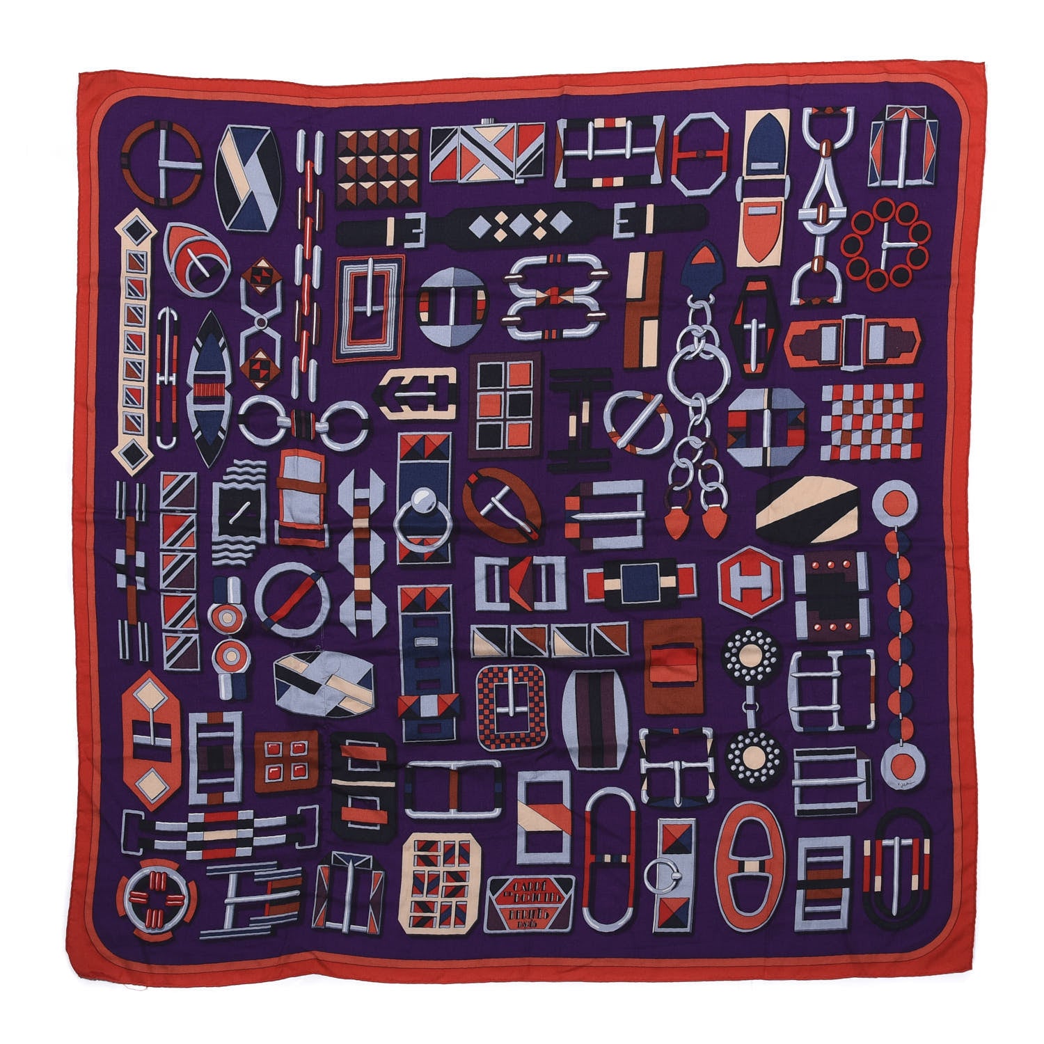 Hermes Cashmere Silk Carre En Boucles Shawl 140 Violet Corail Gris 1 of 6