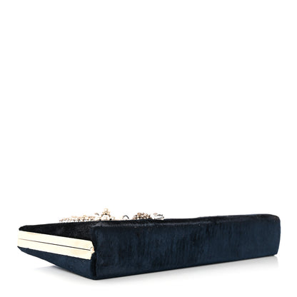 Jimmy Choo Velvet Crystal Celeste Logo Clutch Blue 4 of 7