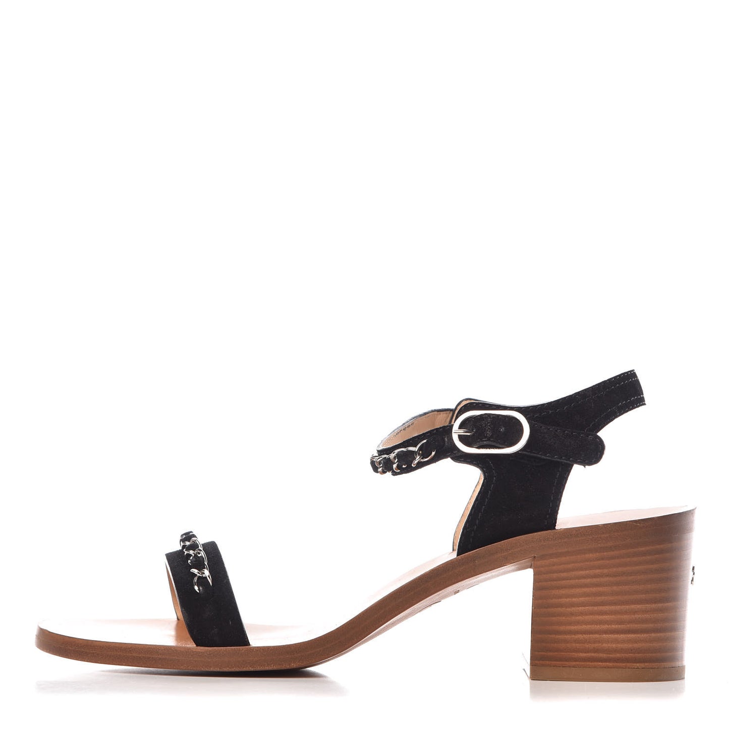 Suede CC Chain Sandals 40 Black