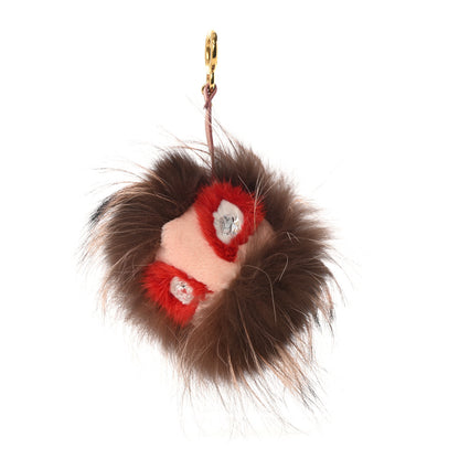 Fendi Rabbit Mink Fox Fur Furry Yang Monster Bag Bug Charm Red Pink 1 of 4