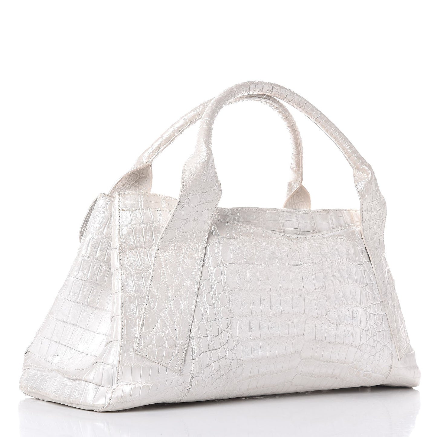 Metallic Crocodile Tote Light Silver