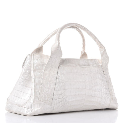 Nancy Gonzalez Metallic Crocodile Tote Light Silver 3 of 13