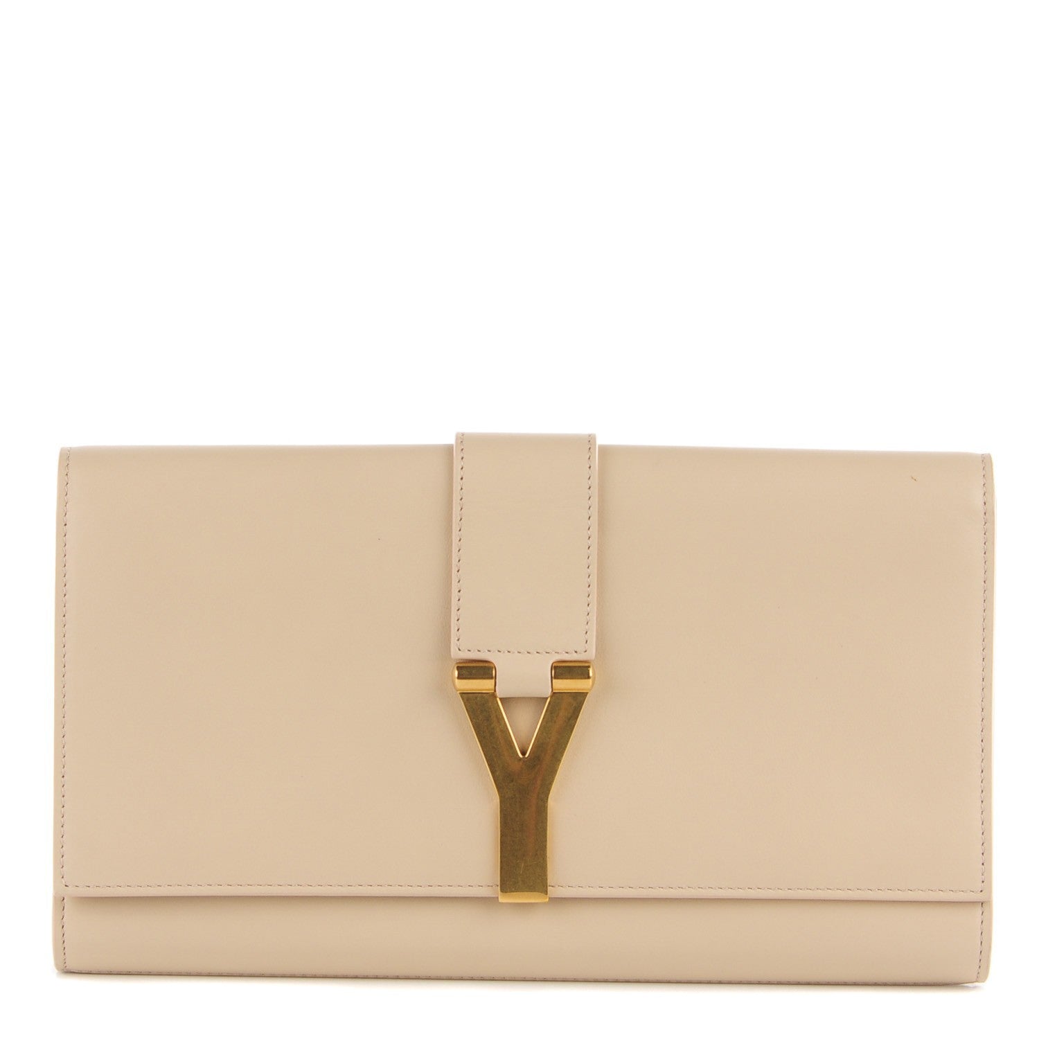 Saint Laurent Calfskin Classic Y Clutch Light Beige 1 of 9