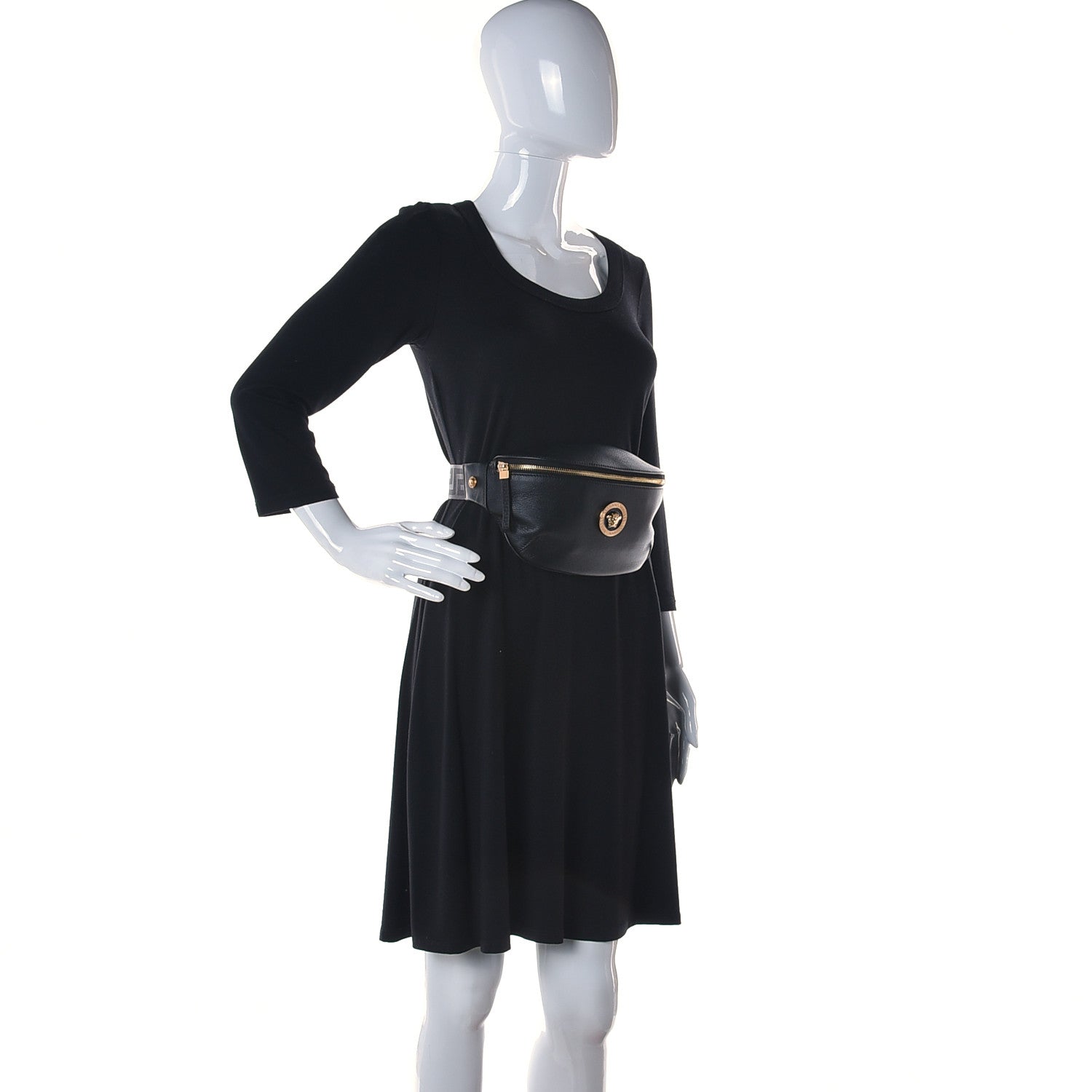 Versace Grained Calfskin Vanitas Medea Belt Bag Black 2 of 9