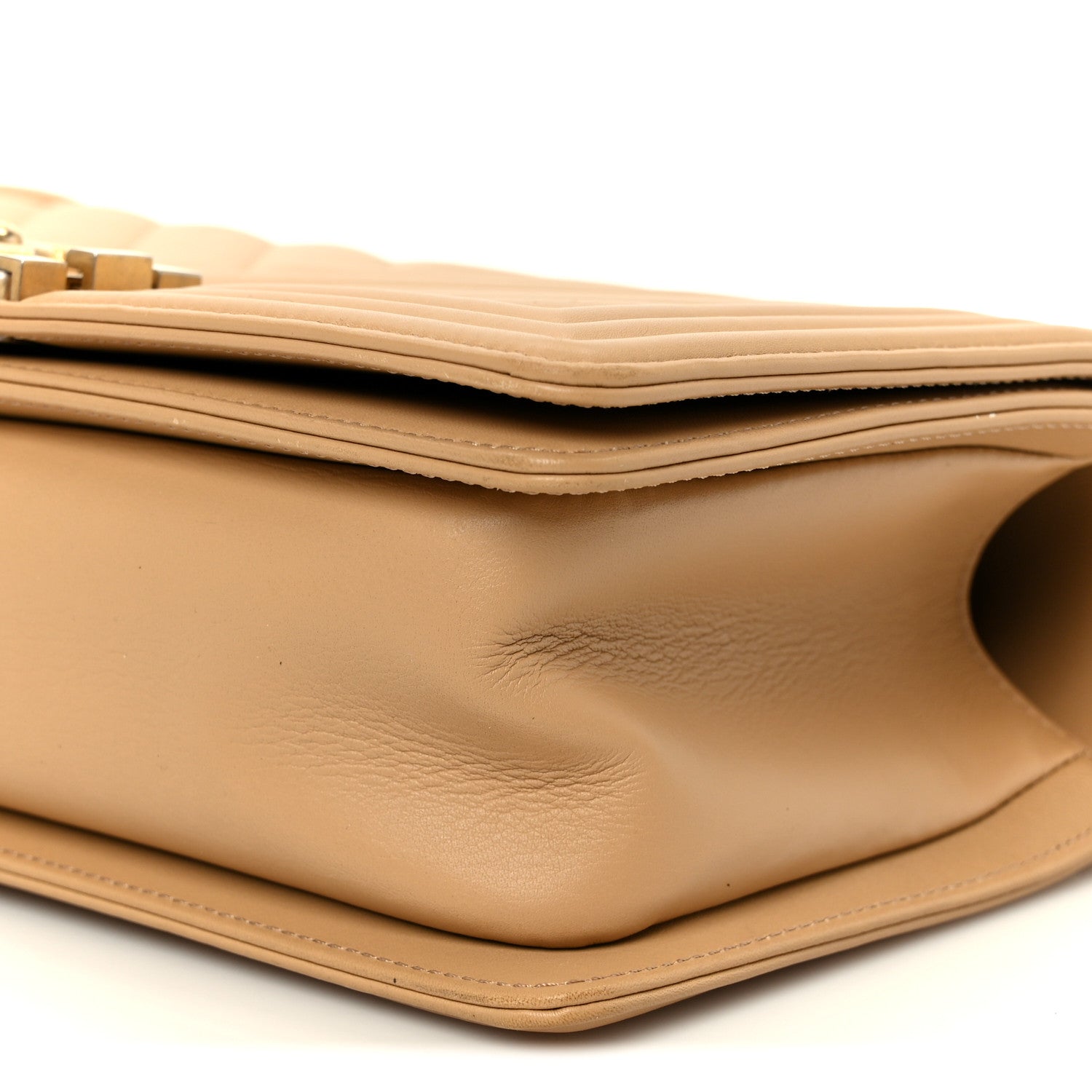 Chanel Lambskin Chevron Quilted Medium Boy Flap Beige 9 of 9