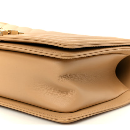 Chanel Lambskin Chevron Quilted Medium Boy Flap Beige 9 of 9