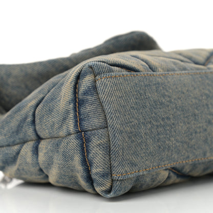 Saint Laurent Denim Quilted Toy Loulou Puffer Monogram Chain Satchel Blue Black 9 of 10