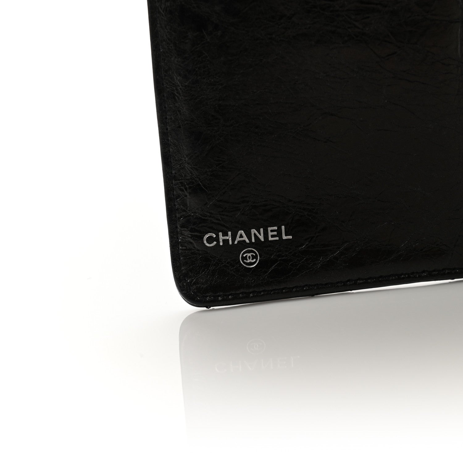 Chanel Patent Crumpled Calfskin Quilted Yen Reissue Wallet Black 6 of 9