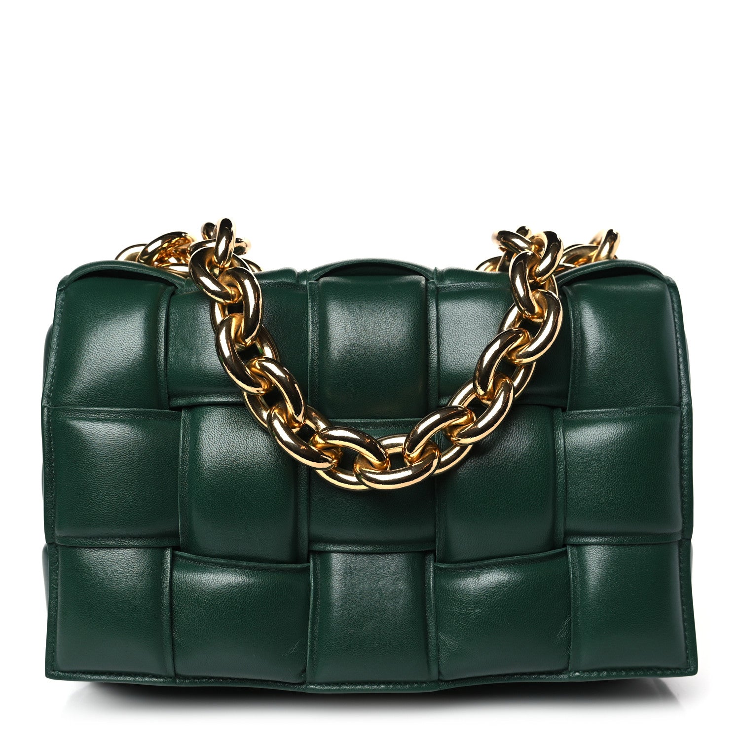 Bottega Veneta Lambskin Maxi Intreccio Padded Chain Cassette Crossbody Bag Raintree 1 of 9