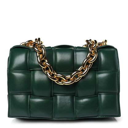 Bottega Veneta Lambskin Maxi Intreccio Padded Chain Cassette Crossbody Bag Raintree 1 of 9