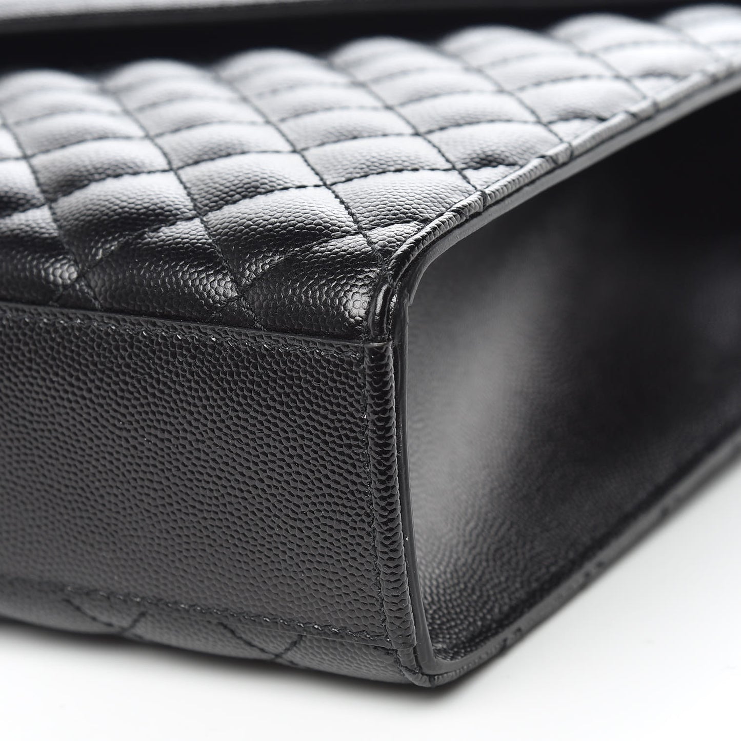 Grain De Poudre Textured Mixed Matelasse Large Triquilt Monogram Monochrome Satchel Black