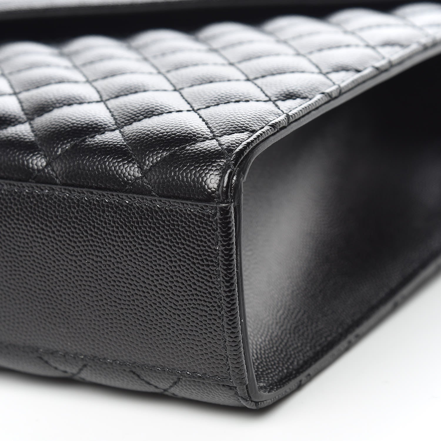 Saint Laurent Grain De Poudre Textured Mixed Matelasse Large Triquilt Monogram Monochrome Satchel Black 7 of 10