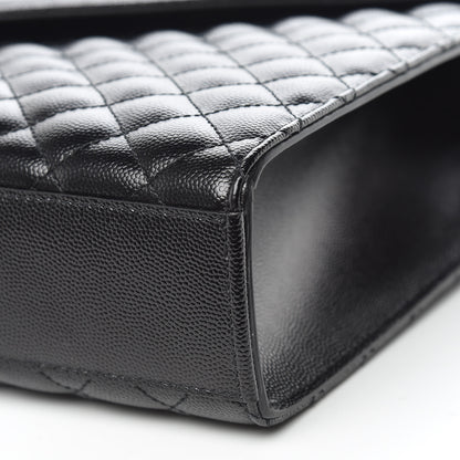 Saint Laurent Grain De Poudre Textured Mixed Matelasse Large Triquilt Monogram Monochrome Satchel Black 7 of 10