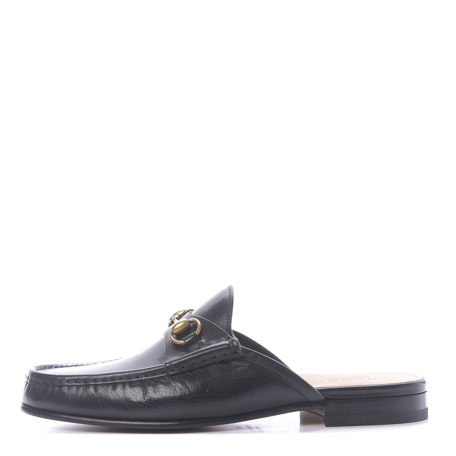 Gucci Goatskin Mens Horsebit Slippers 9 Black 1 of 11