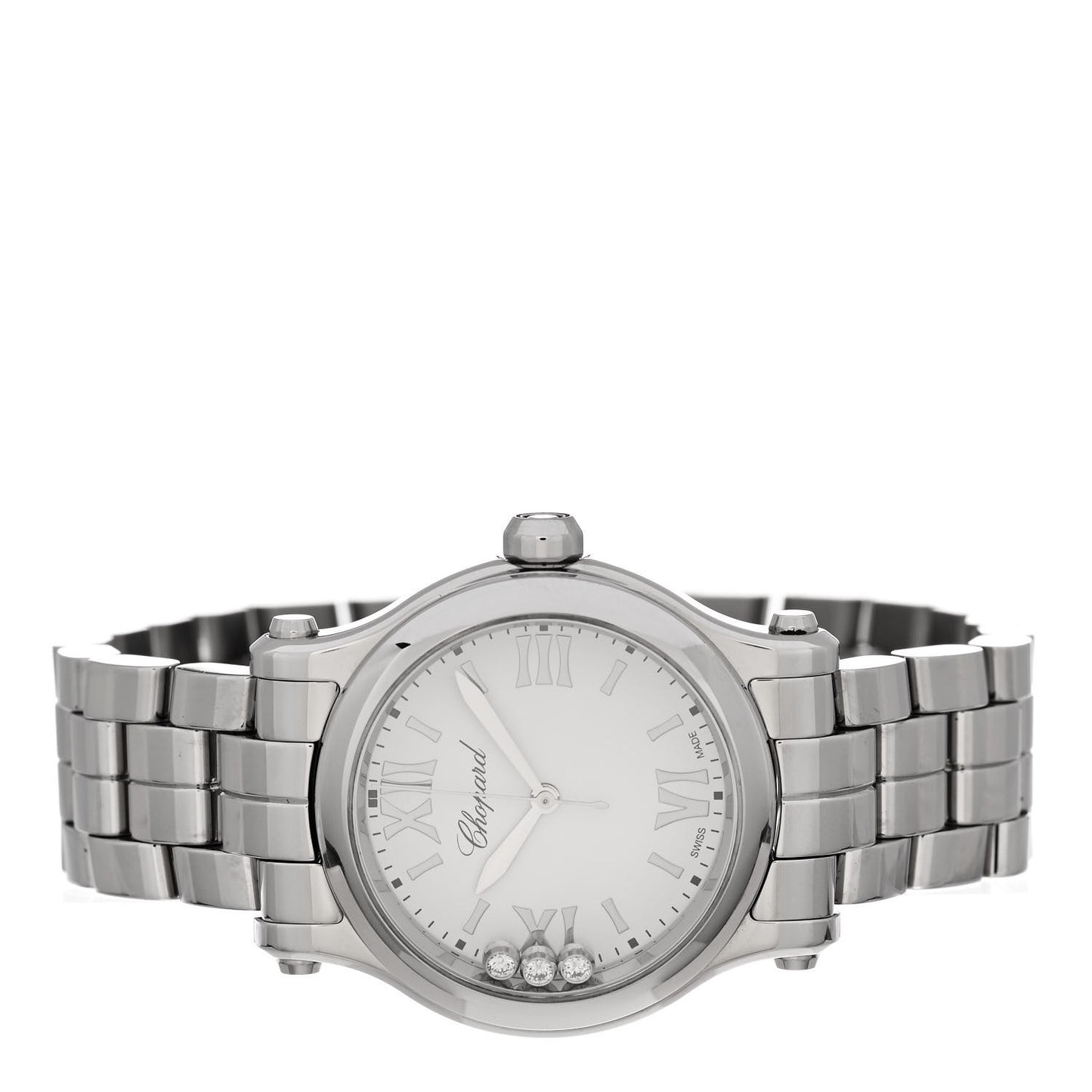 Stainless Steel 3 Diamond 30mm Happy Sport Quartz Watch