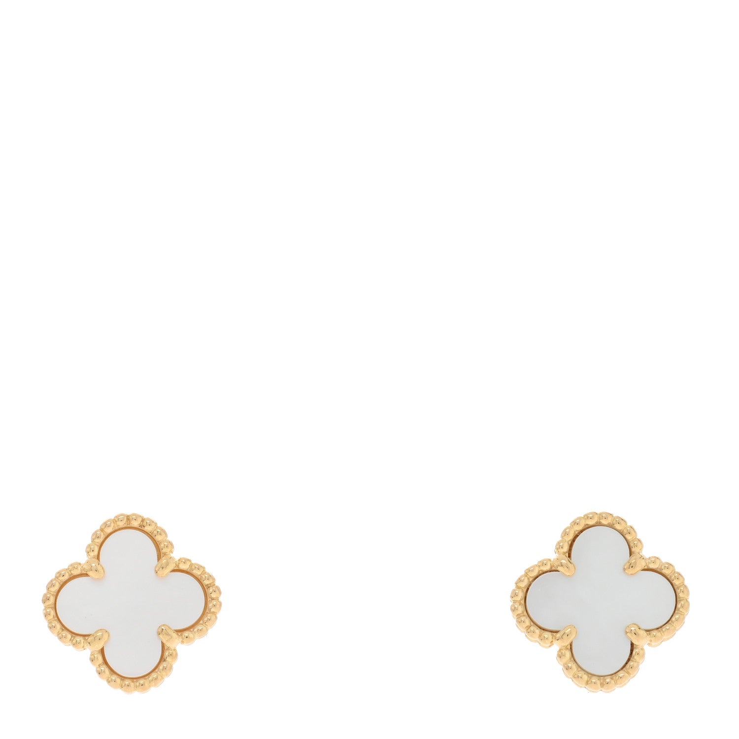 Van Cleef & Arpels 18K Yellow Gold Mother of Pearl Sweet Alhambra Earrings 1 of 5