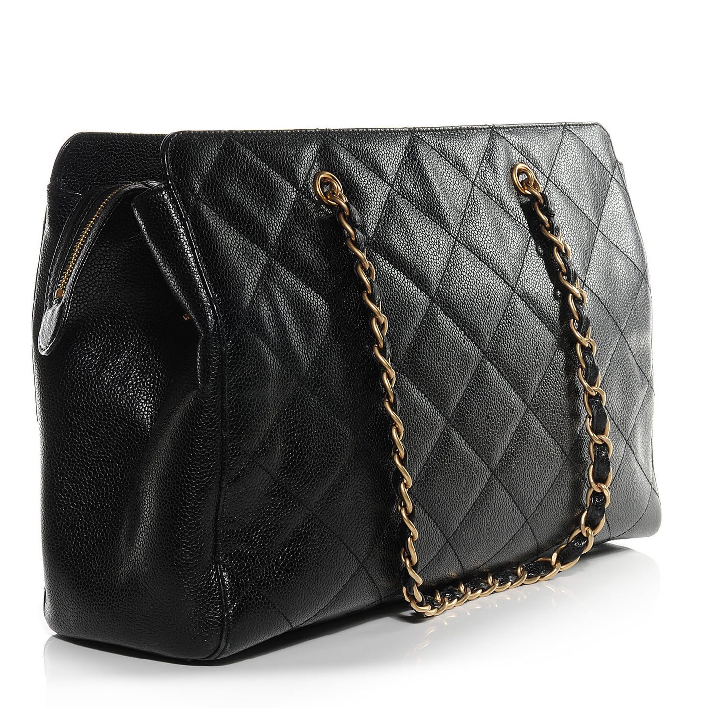 Caviar Quilted Large Tote Black