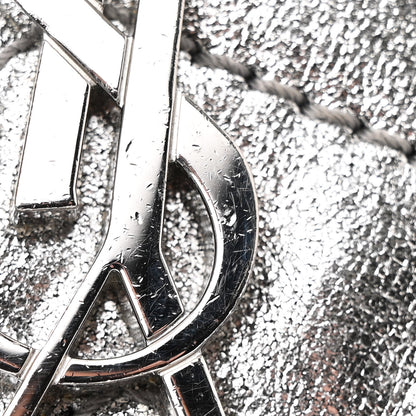 Saint Laurent Metallic Lambskin Matelasse Monogram Medium Niki Chain Satchel Argento 15 of 19