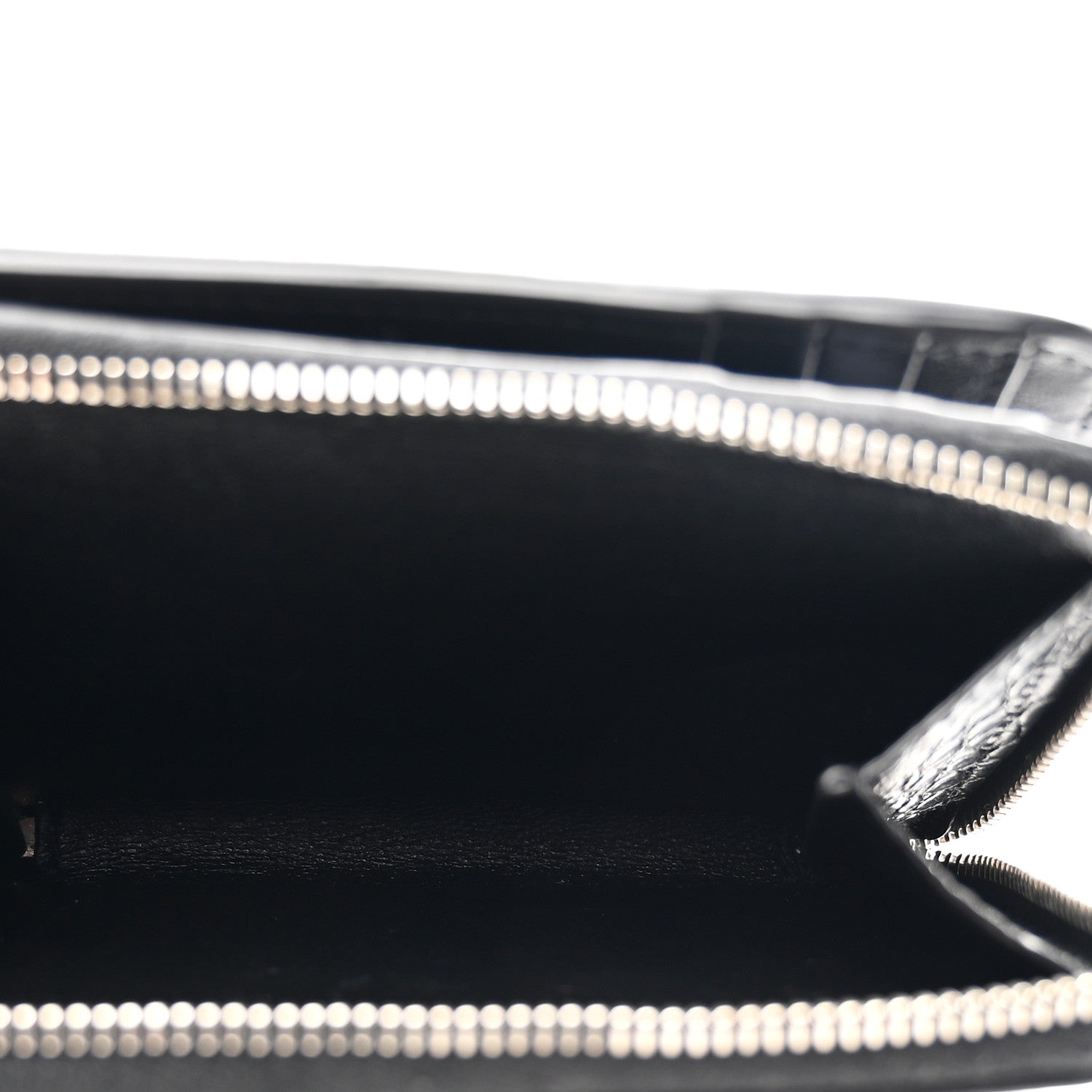 Saint Laurent Calfskin Crocodile Embossed Monogram Compact Wallet Black 5 of 7