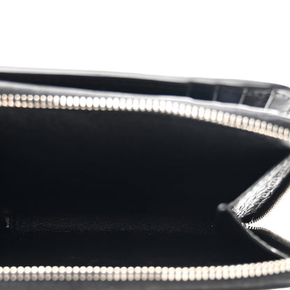 Saint Laurent Calfskin Crocodile Embossed Monogram Compact Wallet Black 5 of 7