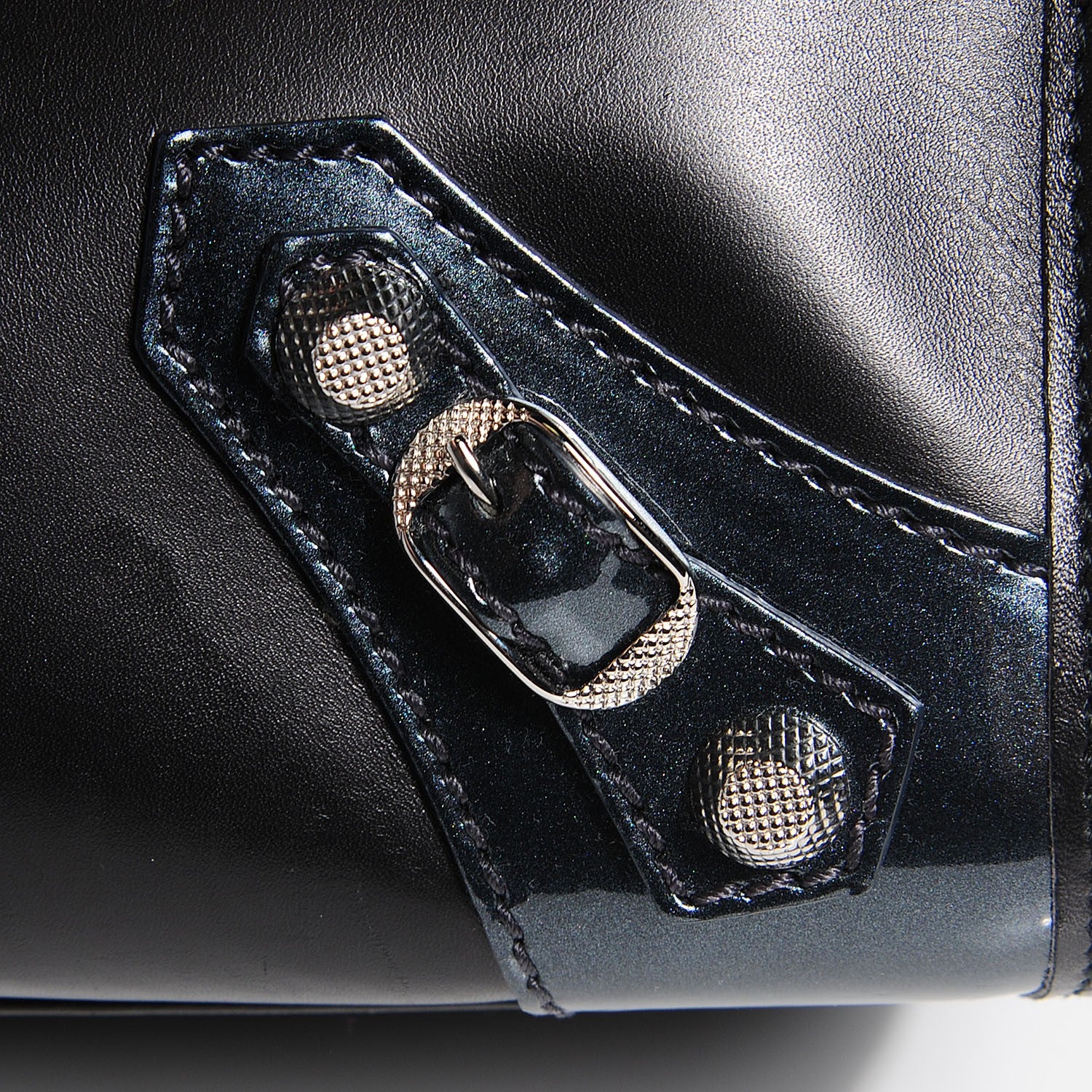 Balenciaga Smooth Calfskin Metallic Patent Giant 12 Silver Hardware City Black Gris 9 of 13
