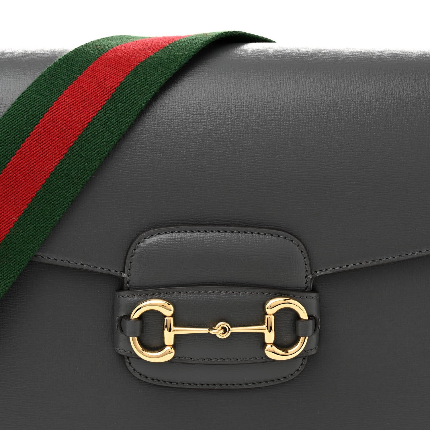 Gucci Azalea Calfskin Web Horsebit 1955 Shoulder Bag Graphite Grey 8 of 12