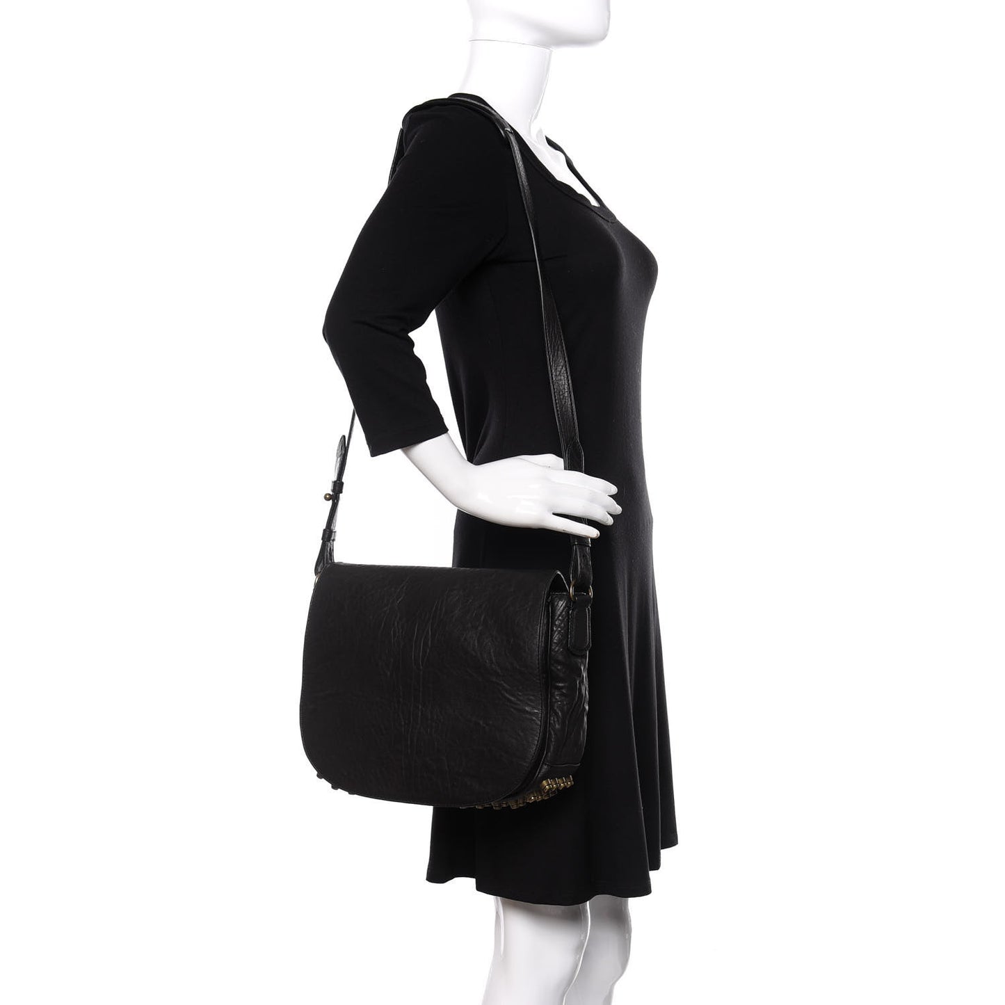 Pebbled Lambskin Lia Sling Black
