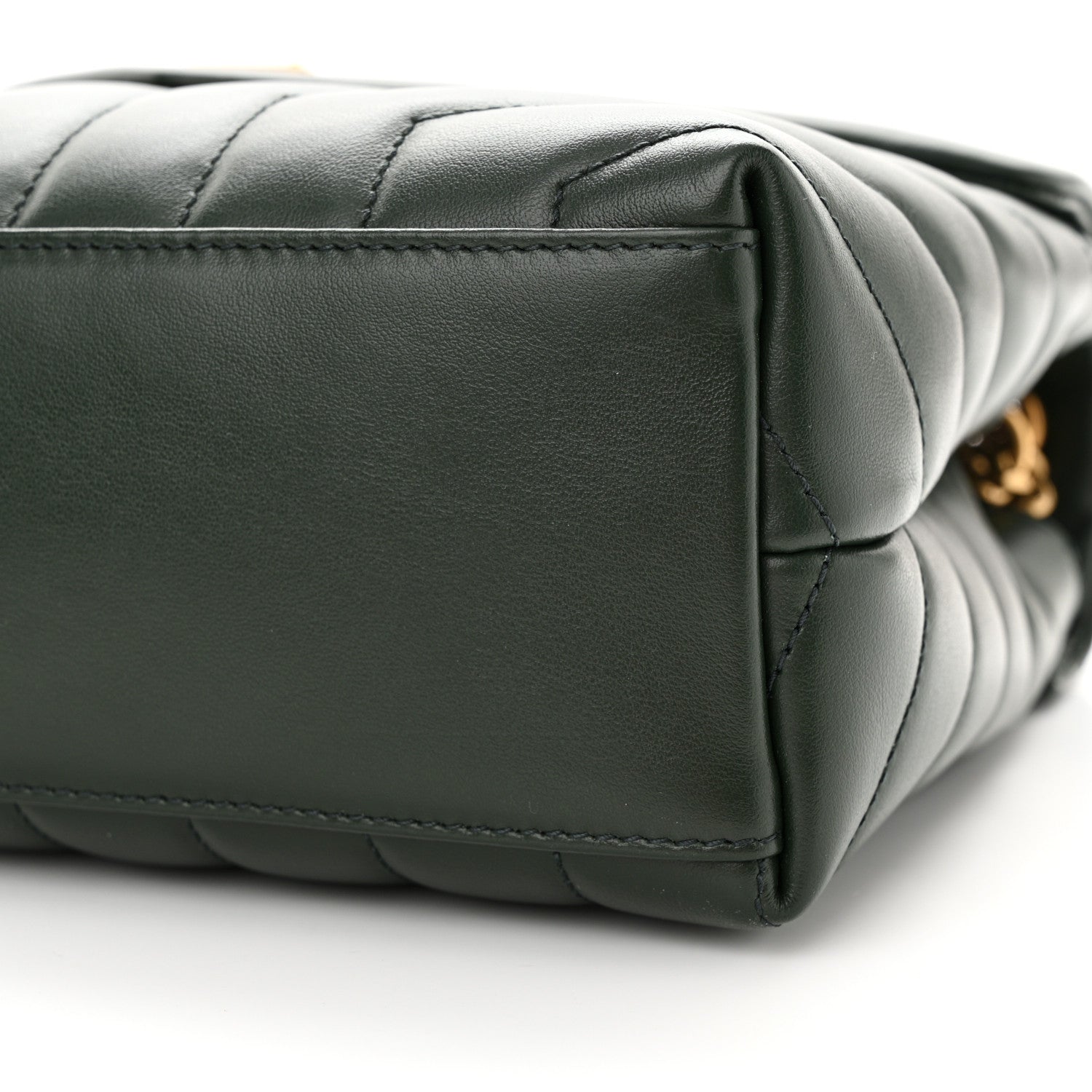 Saint Laurent Calfskin Y Quilted Monogram Small Loulou Chain Satchel Dark Mint 10 of 11