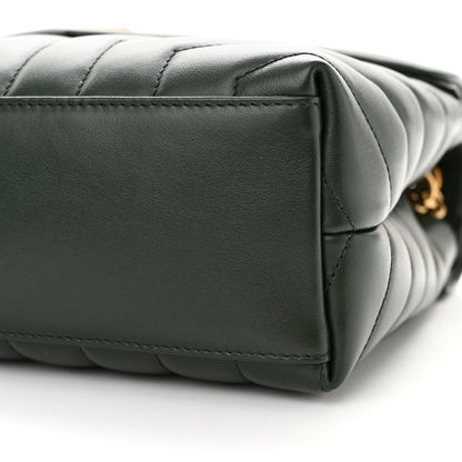Saint Laurent Calfskin Y Quilted Monogram Small Loulou Chain Satchel Dark Mint 10 of 11