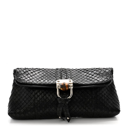 Gucci Snakeskin Bamboo Croisette Clutch Black 1 of 11