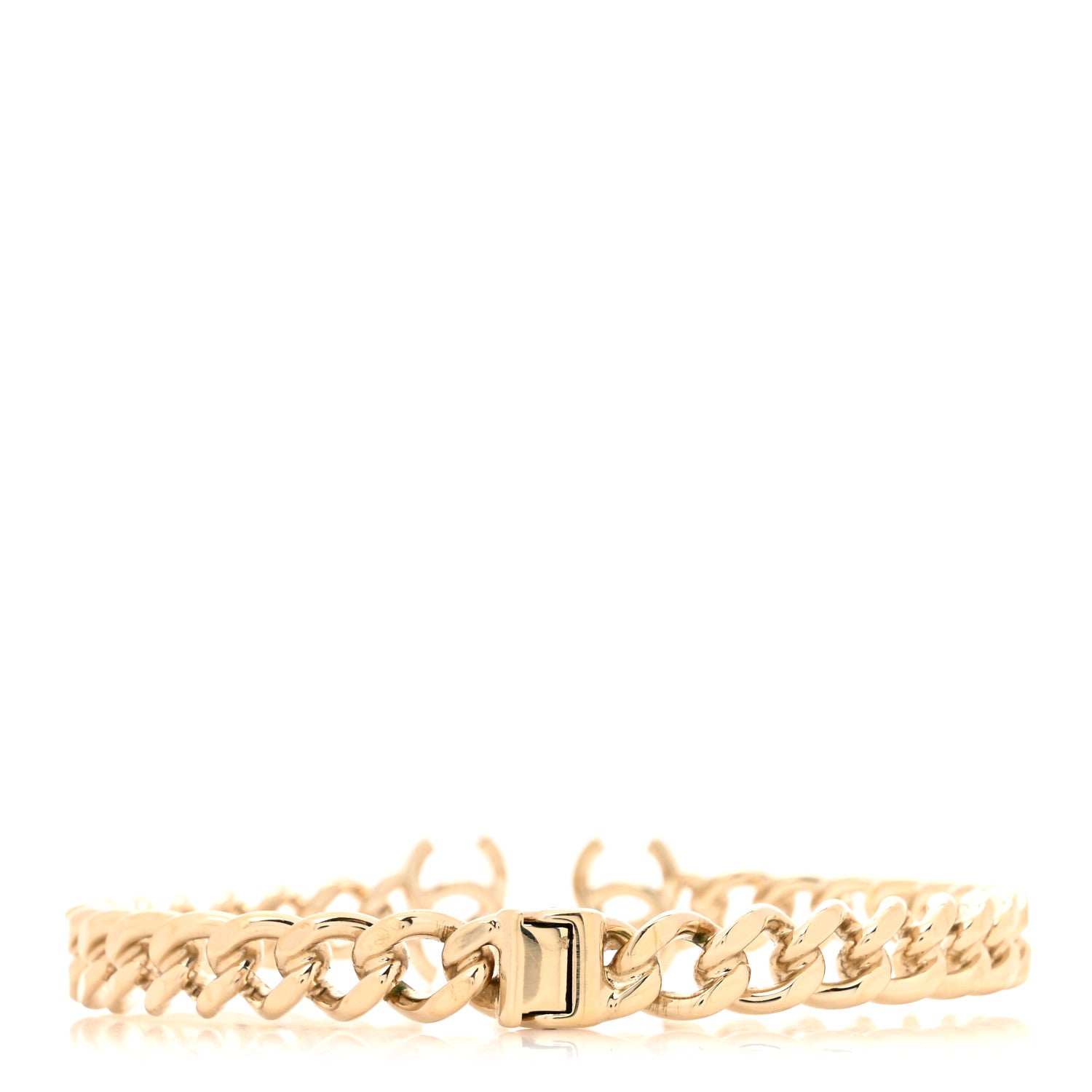 Chanel Metal CC Chain Link Choker Necklace L Gold 3 of 4