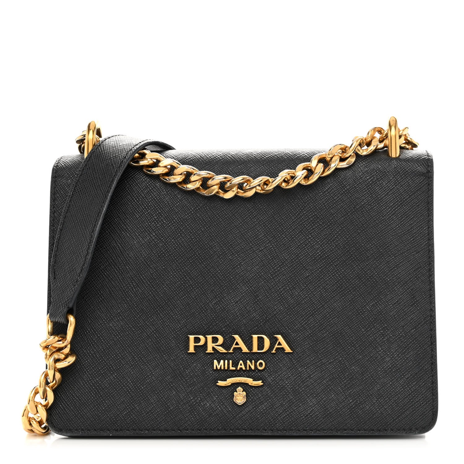 Prada Saffiano Soft Calfskin Chain Crossbody Bag Black 1 of 9