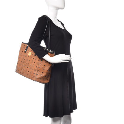 MCM Visetos Medium Anya Shopping Tote Cognac Black 2 of 37