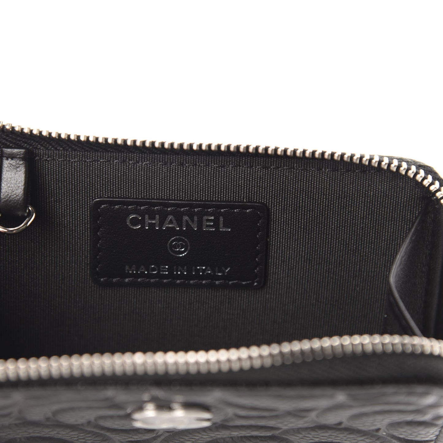 Caviar Camellia Embossed Key Holder Case Black