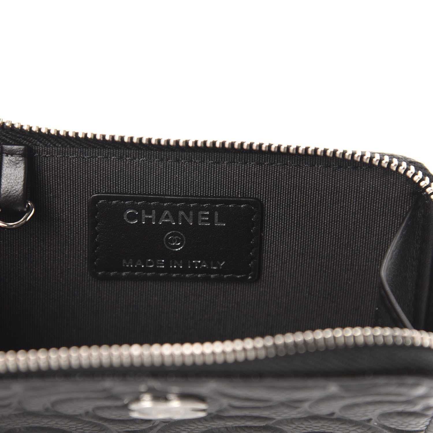 Chanel Caviar Camellia Embossed Key Holder Case Black 6 of 8